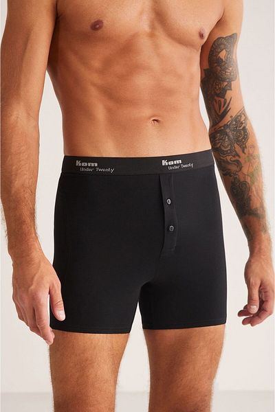 Kom Men's Double Button Long 2'Li Boxer