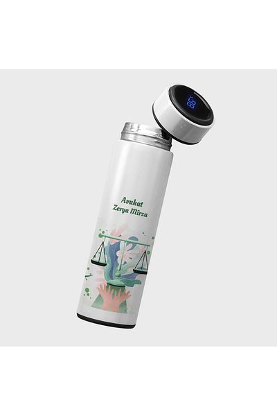 ZERYA Steel Thermos with Digital Indicator for Lawyers 450 ml Customized with Your Name (Send Message)