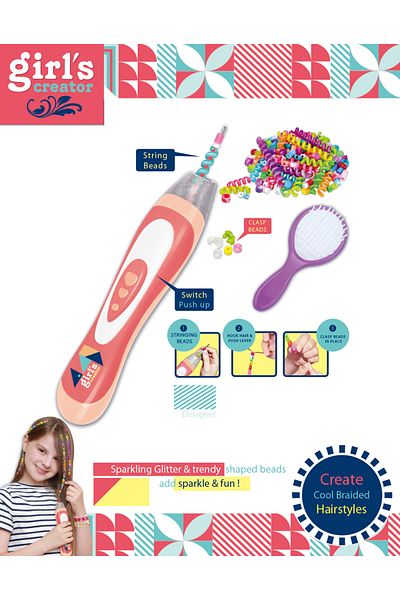 Generic مجموعة تصفيف الشعر بالخرز للأطفال - مجموعة ضفائر الشعر وتزيين الخرز بنفسك