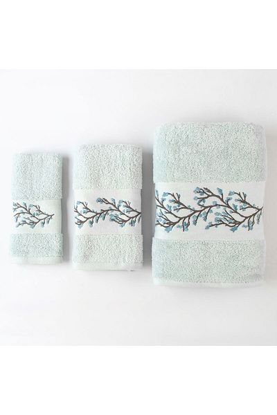 Orange Bed & Bath AVANTI | Embroidered 100% Cotton Towel Set 3 Pcs - Avanti Shell