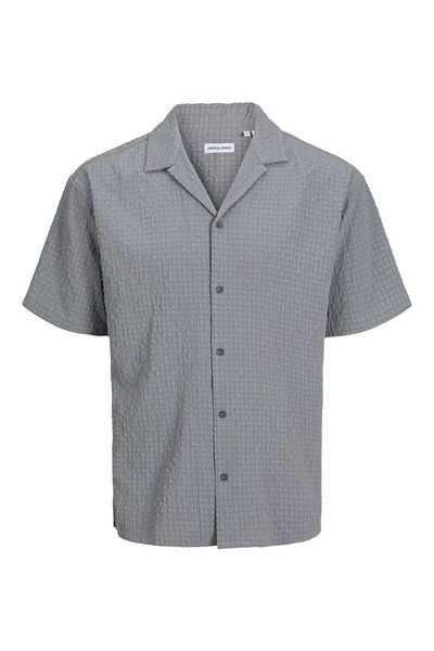 Jack & Jones Men's Gray Jjpablo Resort Shirt Ss Shirt 12269644 -Ultimateg