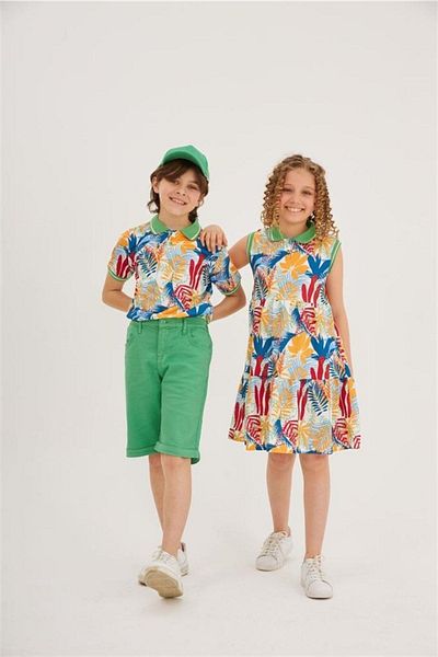Hilal Akıncı Kids Girl's Floral Patterned Collar Dress