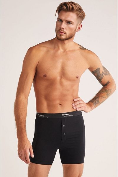Kom Men's Double Button Long 2'Li Boxer