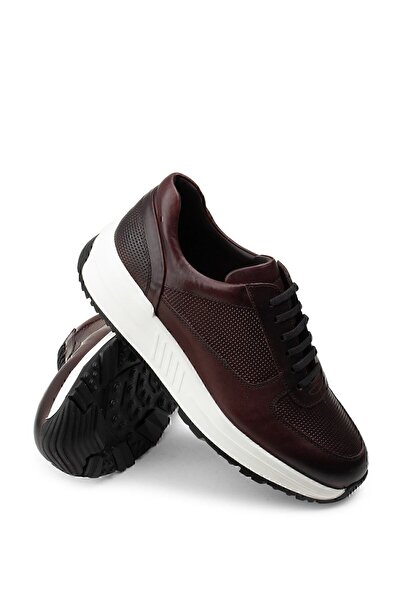 Deery Genuine Leather Claret Red Sneaker Men's Shoes