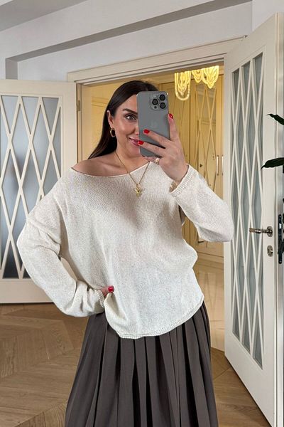 Tuba Butik Crew Neck Slim Knitwear Women's Sweater