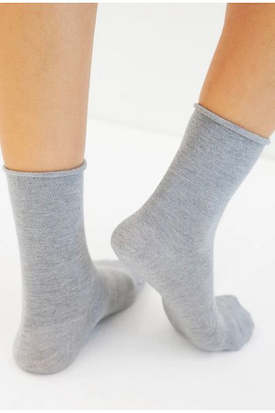 ENFAEL 3 Pairs of Women's Non-Elastic Gray Socket Seamless Premium Socks Set Non-Marking/Non-Squeezing Socks
