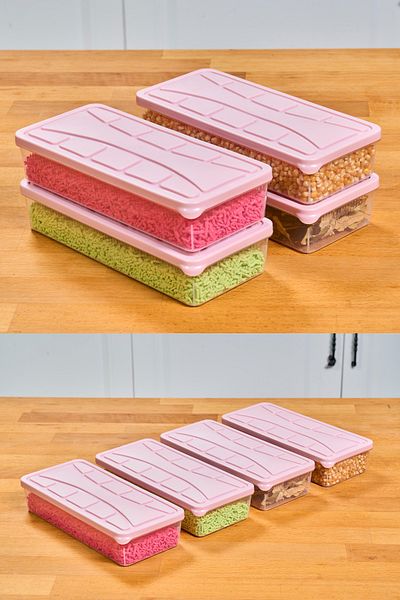 welcomein 4 Pieces 8 Pieces Microwave and Diffracted Suitable Storage Container 1X1100 ml Freezer Organizer Fresh Box