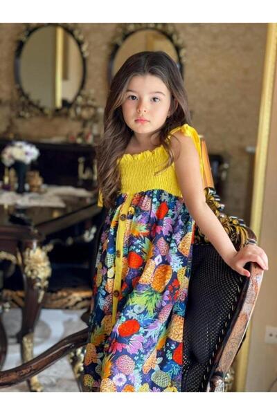 Hilal Akıncı Kids Rochie pentru fetiță cu bretele din spumă cu imprimeu ananas