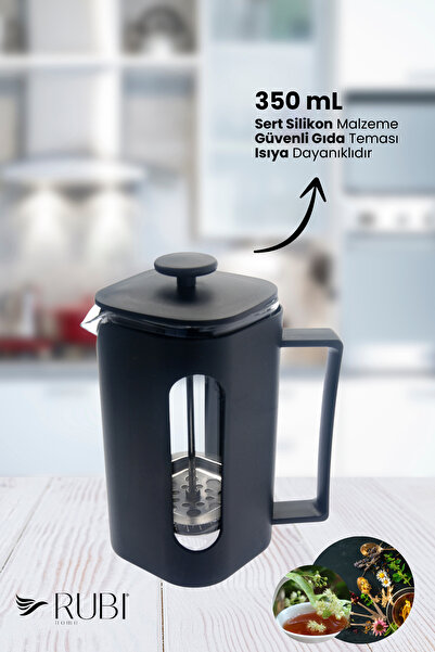 rubihome Siyah Camlı French Press 350mL - 1 Adet
