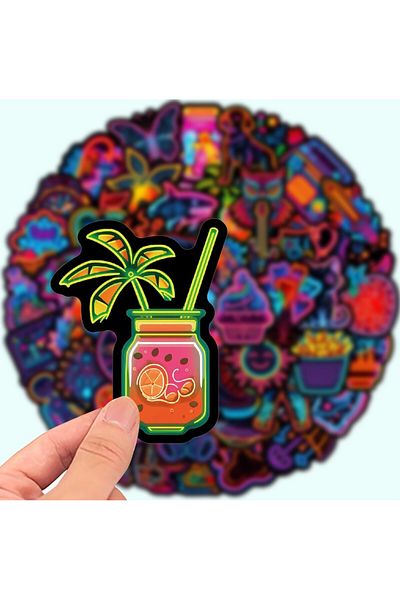 ROSIE Neon Glow Vinyl Decals, Set of 50, Reusable, Glossy Finish