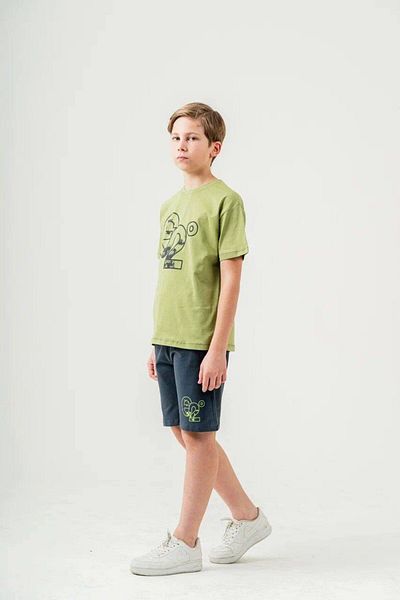 FYONCH Printed Boy's Pocket Shorts Set
