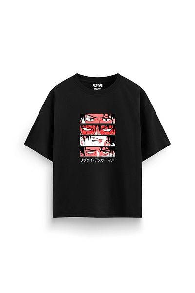 Sekizbiraltı Μαύρο μπλουζάκι με στάμπα Levi Ackerman Comfortable Fit 30/1 Unisex