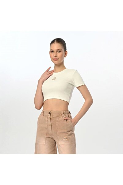 LOCO LOCO Studio de design pentru fete brodat cu jumătate de mânecă Crop Vani...