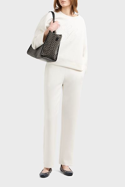 Emporio Armani Regular Fit Elastic Waist Straight Leg Trousers Pants