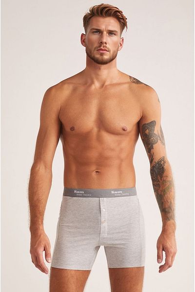 Kom Men's Double Button Long 2'Li Boxer