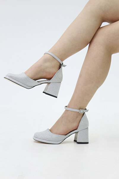 Genel Markalar GÜMÜŞ SİM ÖN/ARKA KAPALI İNCE PLATFORM ABİYE AYAKKABI 7CM