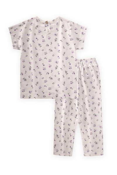Cigit Set pijama cu flori liliac (vârste 1-7)