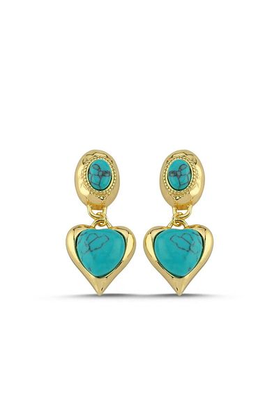 CHARMLUCKY Steel Vintage Turquoise Earrings