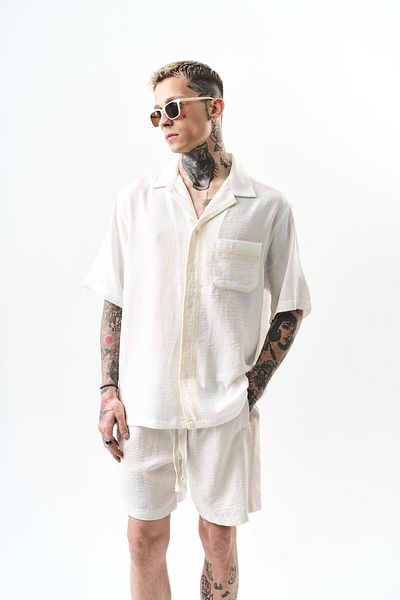 Respire Men's Oversize Linen Shirt and Shorts Set White