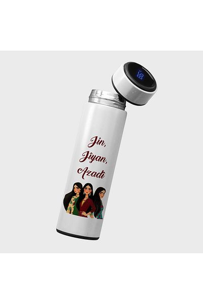 ZERYA Jin Jiyan Azadi Steel Thermos with Digital Display - 450 Mlt - Jin Jiyan Azadi Thermos