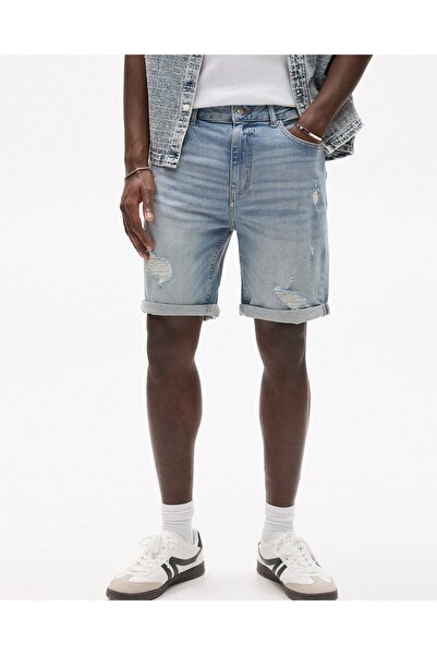 Pull & Bear Distressed denim bermuda