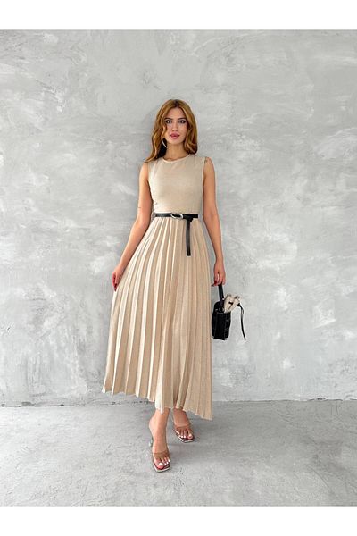 BYKUZEYARAS Rochie midi plisată din in Lina