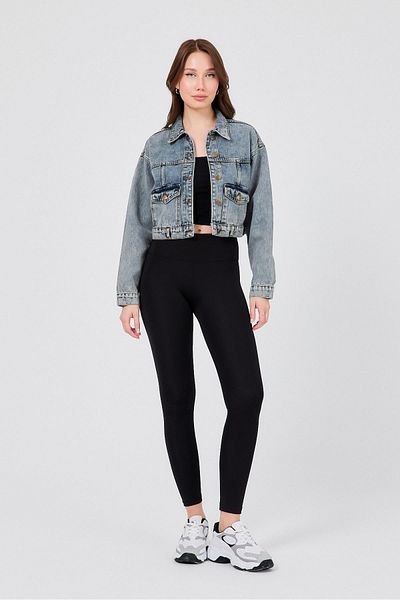 Polo State Jachetă de damă Ice Blue Crop Denim