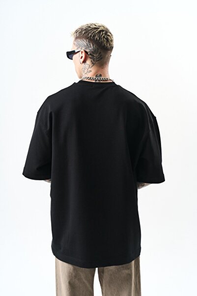 Respire Ανδρικό μπλουζάκι Oversize, μαύρο και λεπτομερές υφή Respira