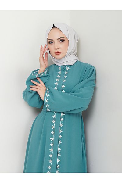 VOLT CLOTHİNG Dámské vyšívané šaty Abaya Ferace