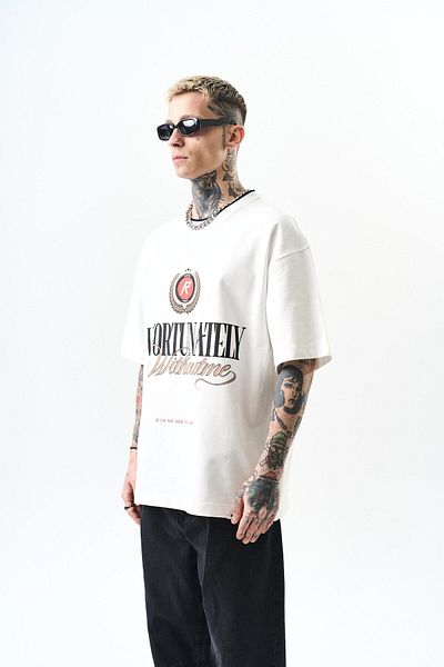 Respire Ανδρικό μπλουζάκι Oversize με γιακά εκρού