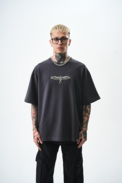 Respire Ανδρικό μπλουζάκι από φλις λεπτομέρεια oversize