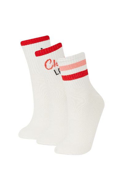 DeFacto Bequeme elastische 3-teilige Baumwollsocken für Damen E2059axns