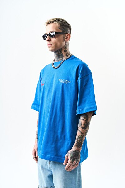 Respire Ανδρικό μπλουζάκι μπλε Oversize - Εκτύπωση The Godfather