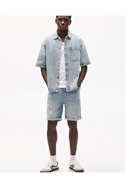 Pull & Bear Distressed denim bermuda