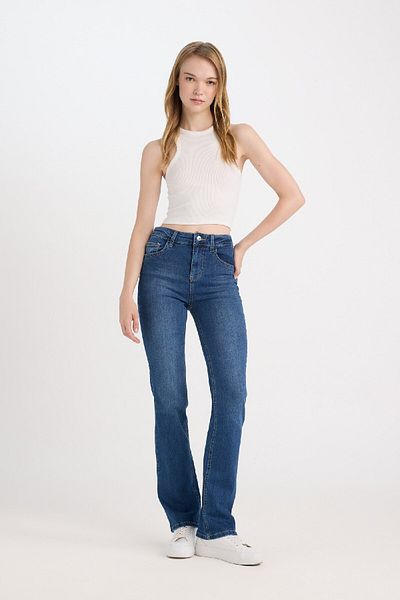 DeFacto Bootcut Lange Jeanswaschhose mit normaler Taillentasche D5527AX24WN