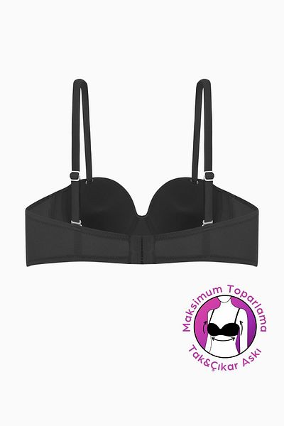 Wonna Lotus Black Plug-in Strapless Σουτιέν από μικρούχο ύφασμα χωρίς στήριγμα