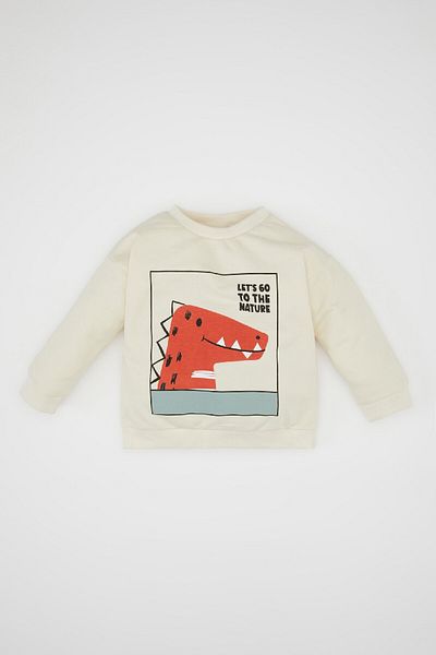DeFacto Baby Boy Crew Neck Dinosaur Printed Sweatshirt D1263A524Au