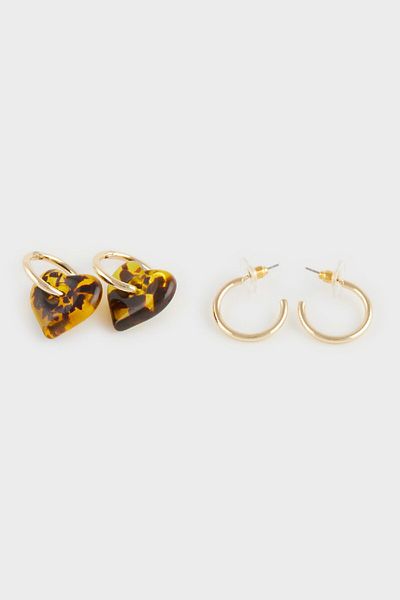 DeFacto Women's 2-Piece Leopard Pattern Earrings E2105Axns