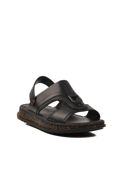AYK'S Black Genuine Leather Men's Sandals 2050 m