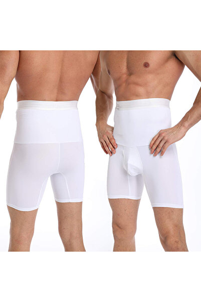 Sweet Sauna High Waist Firming and Belly Lifting Body Shaper Men's Boxer Corset White