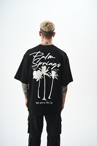 Respire Ανδρικό μπλουζάκι με στάμπα με παλάμη, μαύρο