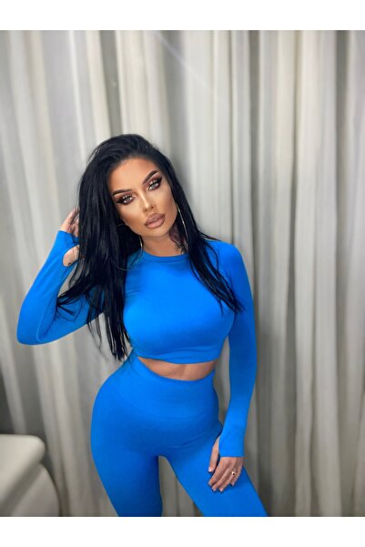 BY BOMB 2-piece set - long-sleeved blouse and leggings, women's, Blue Ice