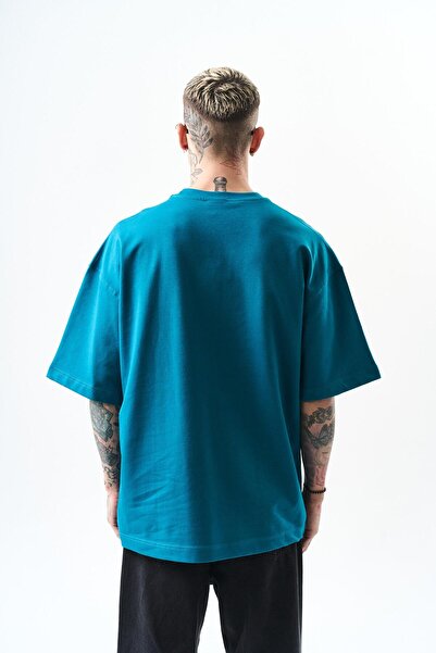 Respire Ανδρικό μπλουζάκι Respire Text Detailed Oversize Petrol