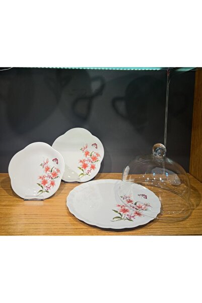 ADALİ HOME Porselen 14 Parça Pasta Seti Fanuslu