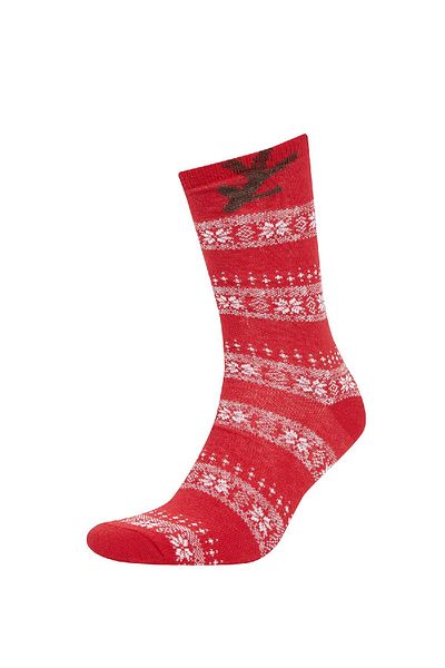 DeFacto Women's Christmas Themed Cotton 2-Piece Long Socks W6812azns
