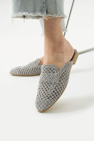 AlbiShoes Γυναικείες καλοκαιρινές ελαφριές άνετες παντόφλες κλειστές μπροστινές ψάθινες πλεκτές παντόφλες καθημερινές παντόφλες