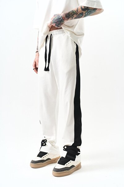 Respire Чоловічі штани з деталями на штанинах, баггі, інтерлок, екрю