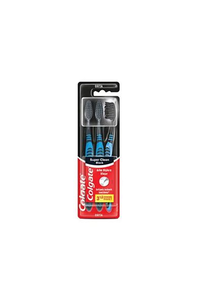 Colgate Toothbrush 3 Pack Super Clean Black Medium