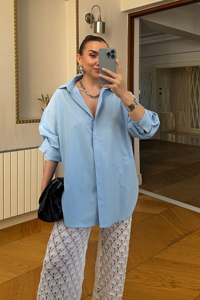 Tuba Butik Cămașă de damă din popelin cu mânecă lungă