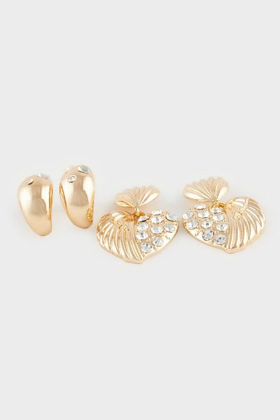 DeFacto Gold Stone Women's Earrings Set of 2 - E1457Axns